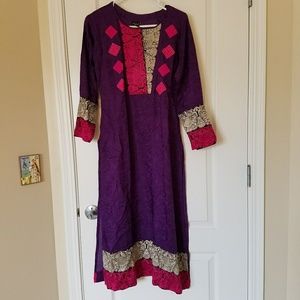 Cotton embroidered 3 piece suit